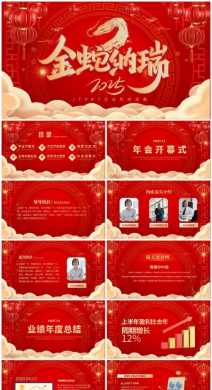 金蛇纳瑞企业2025年会庆典PPT模板预览图