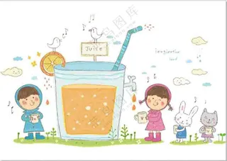 卡通儿童可爱饮料贴纸背景
