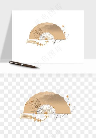 古风扇子元素png免抠