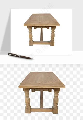 中式长椅长桌木桌png免抠