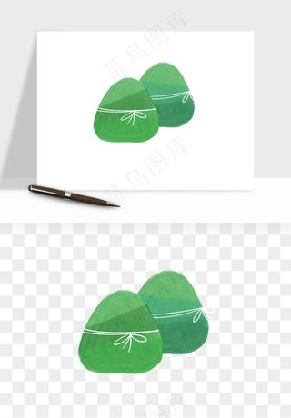 国潮粽子手绘肉粽png免抠