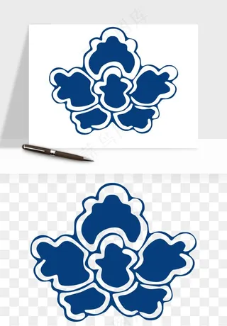 青花瓷花纹花卉图案png免抠
