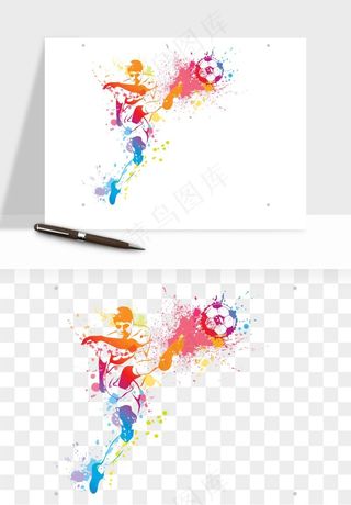 手绘踢足球运动人物png免抠