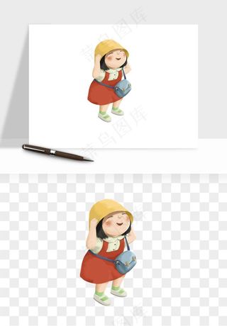 手绘节气人物插画png免抠