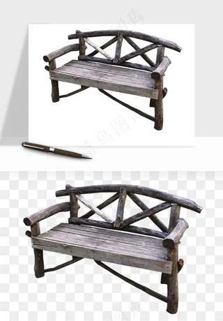 老式木桌木椅木凳png免抠
