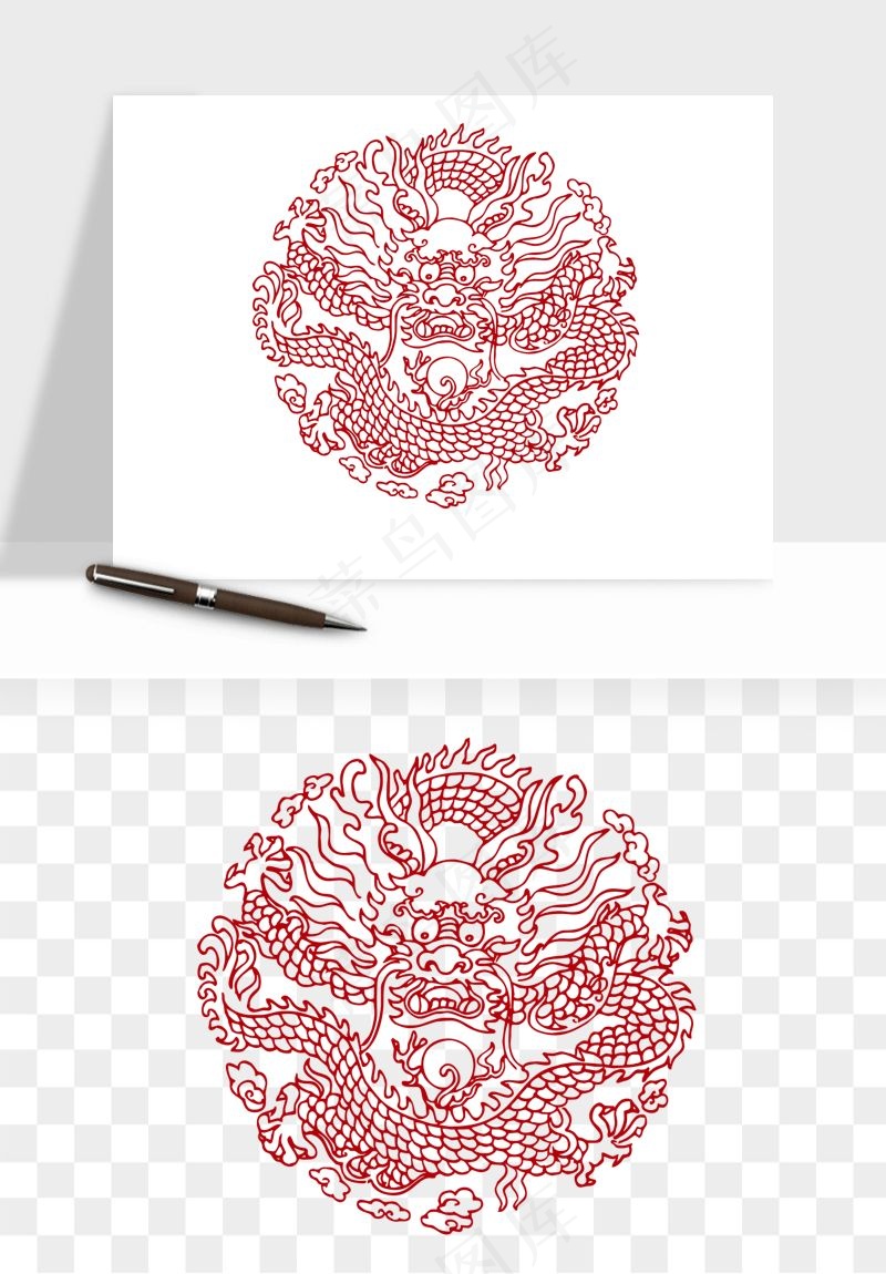 传统窗花剪纸图案png免抠