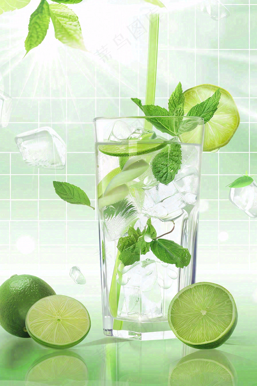 夏日饮品饮料清凉背景