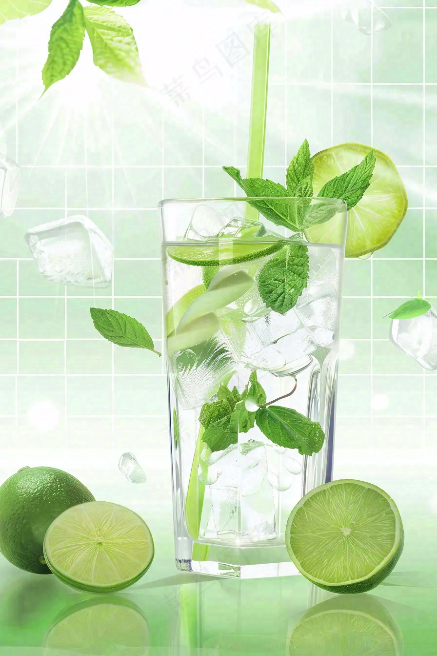 夏日饮品饮料清凉背景