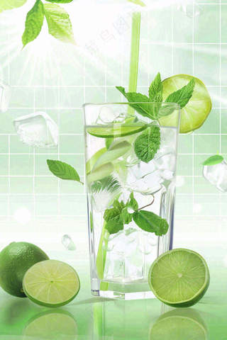 夏日饮品饮料清凉背景