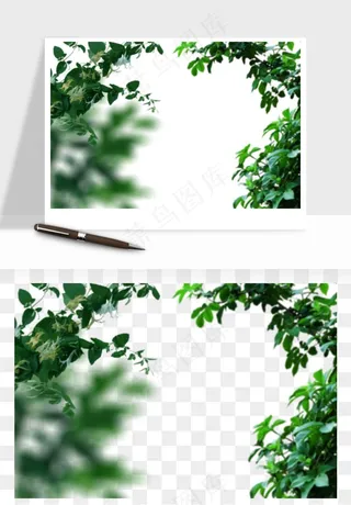 绿叶虚化前景树枝png免抠