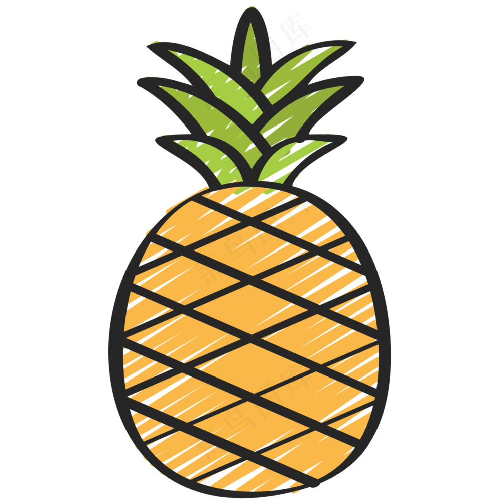 菠萝 pineapple 绿色健康食品 铅笔手绘图标icon
