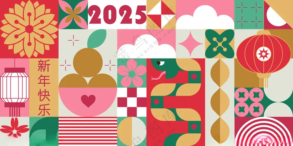 蛇年2025插画广告设计