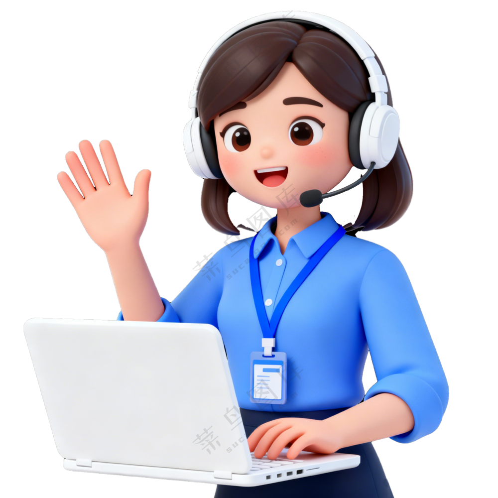 戴着白色耳机客服女性
