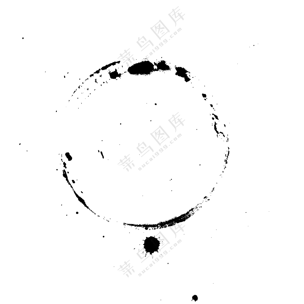 墨迹喷溅与飞白笔触等创意PNG图片