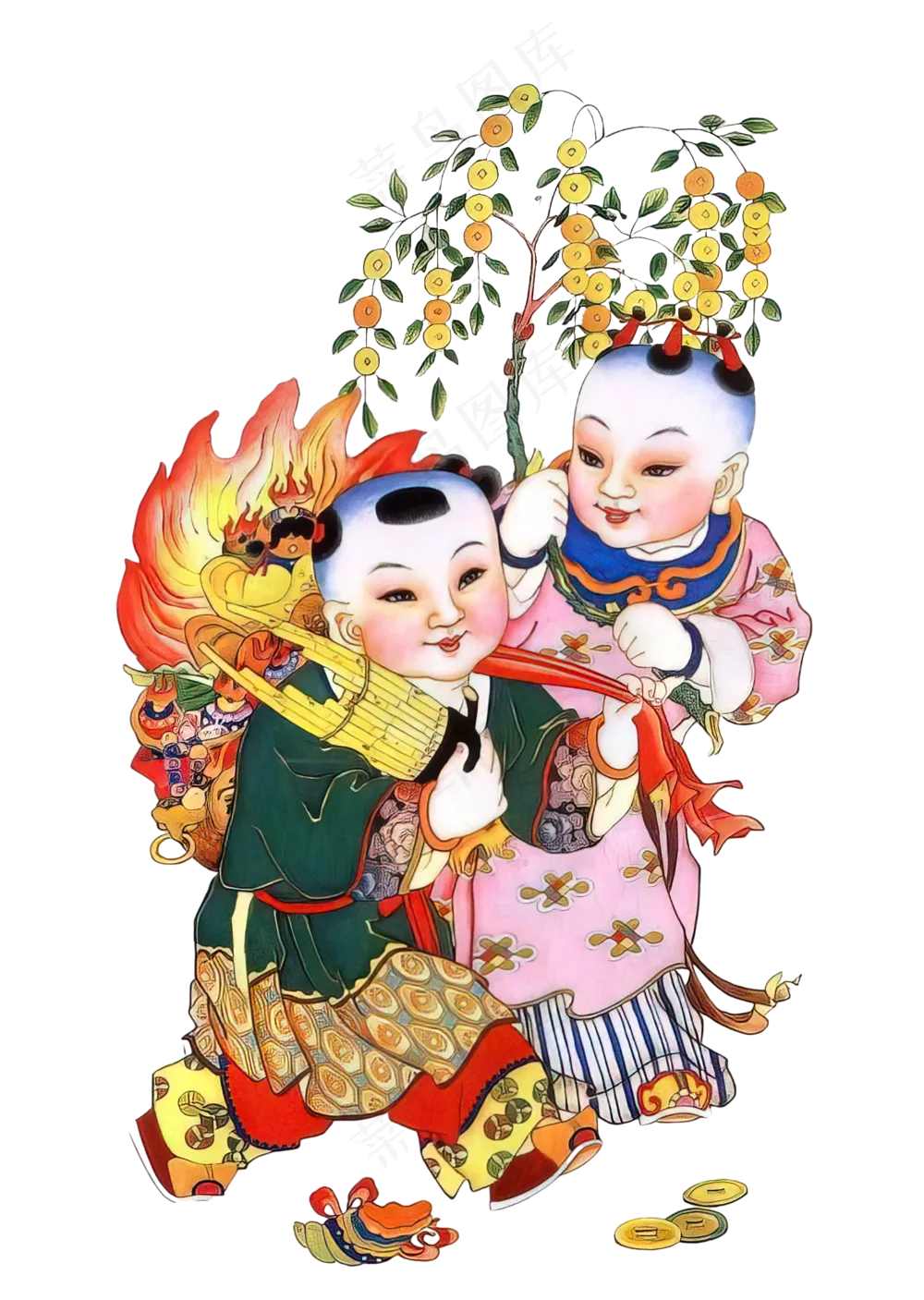 png免抠春节年画人物