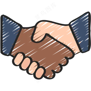 握手 商务合作 铅笔手绘图标icon