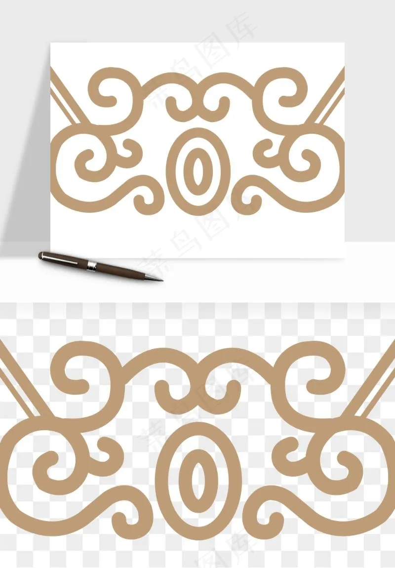 中式边框花纹图案png免抠