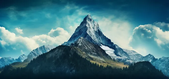 蓝天白云中的一座大山山巅摄影图 蓝天白云中的一座大山山巅摄影图