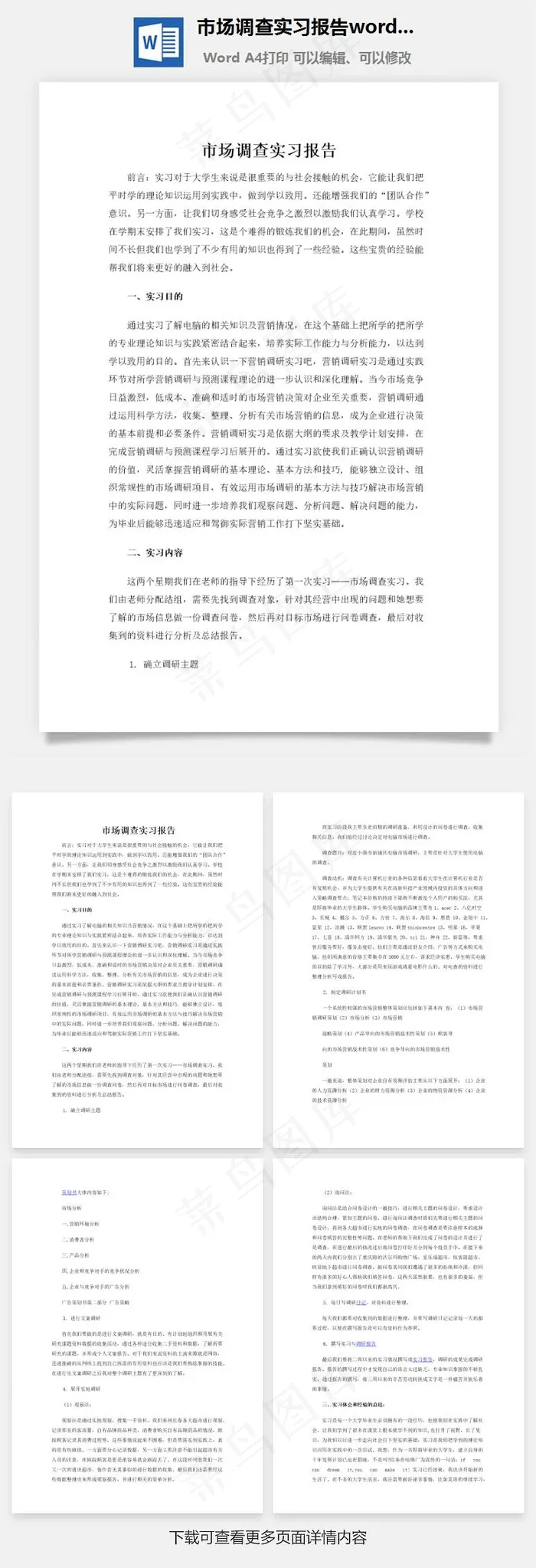 市场调查实习报告word文档