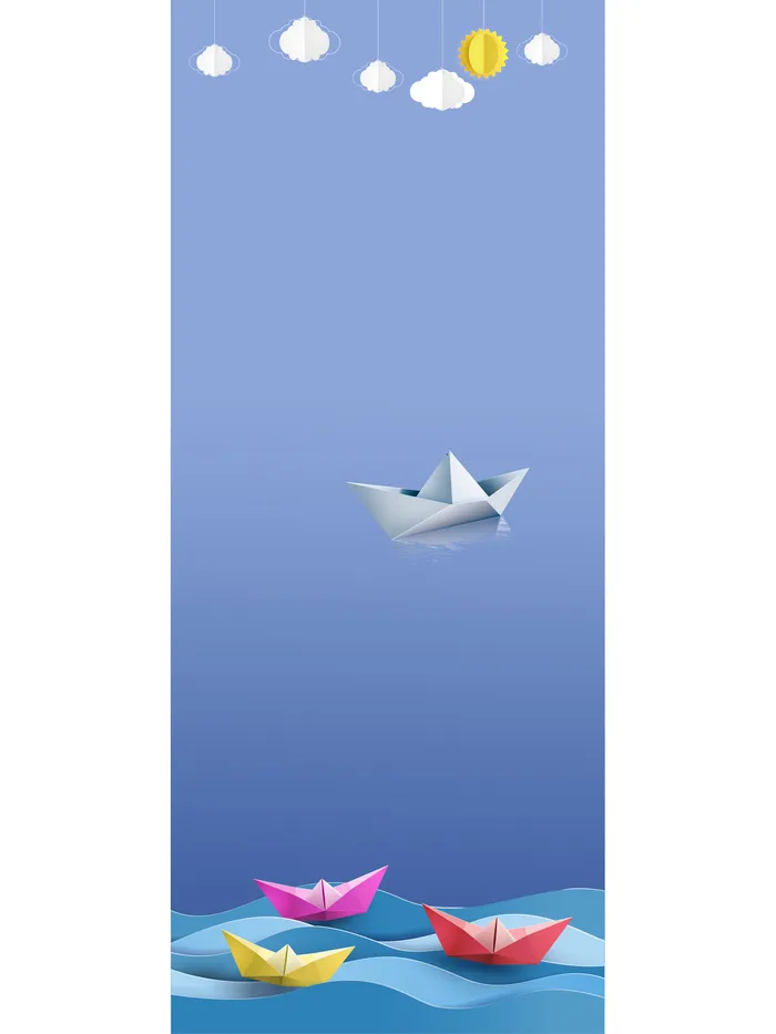 纸船儿童浪漫可爱易拉宝背景psd模版下载