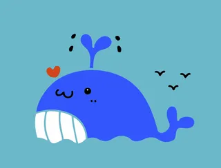 卡通小鲸鱼矢量图手绘