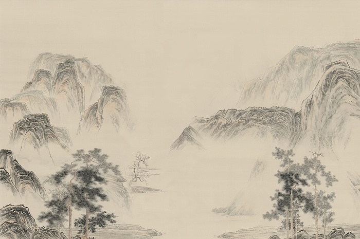 复古山水画中国风水墨意境