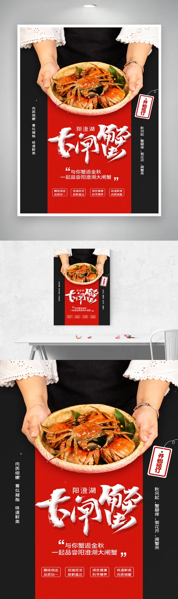 简洁螃蟹宣传促销海报素材psd模版下载