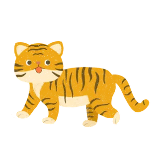 卡通小老虎PNG免抠插画素材可爱动物老虎插画贴图PNG免抠设计素材
