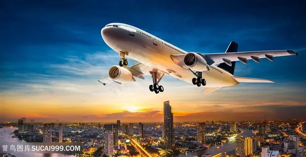 飞机客机与城市景色高清
