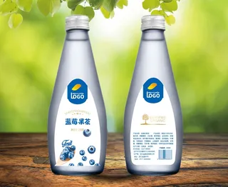 蓝莓果茶不干胶标签贴纸