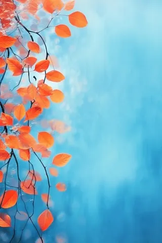 红叶大气简约蓝色背景
