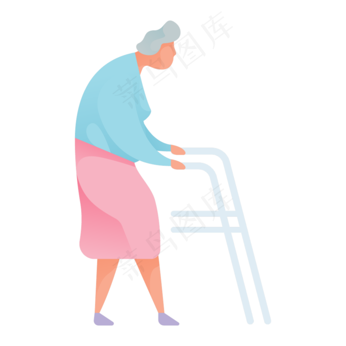 拄拐人物免抠图