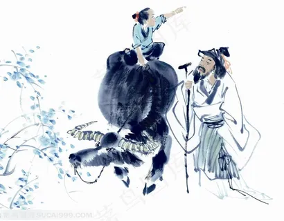 传统国画清明杏花村意境高清图 传统国画清明杏花村意境高清图