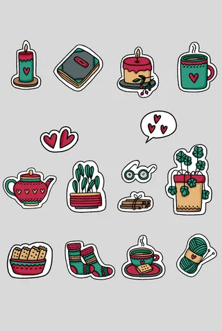 矢量手绘复古贴纸