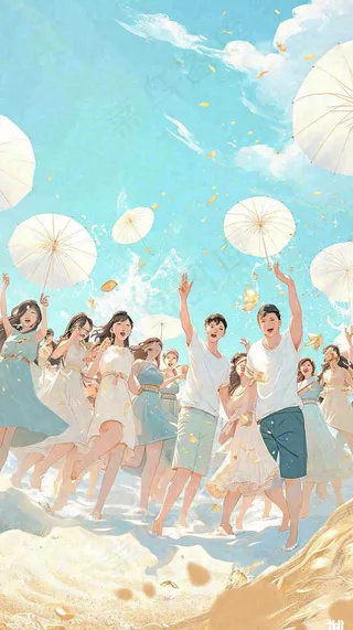 夏日避暑沙滩激情狂欢派对，清爽海浪音乐，夏至大暑小暑度假