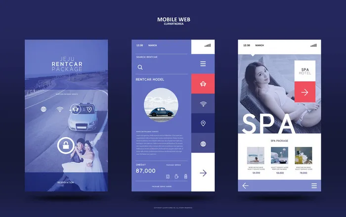 UI多页面包装展示手机APP交互界面样机长图概念PSD设计模板psd模版下载