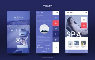 UI多页面包装展示手机APP交互界面样机长图概念PSD设计模板