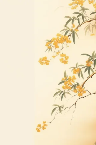 桂花枝叶清新黄色国风背景