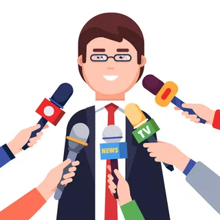 采访卡通人物矢量插画