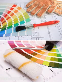 色卡和刷子图纸高清图片素材