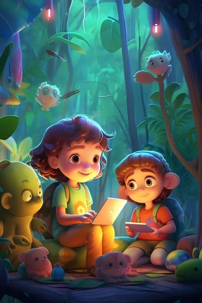 儿童孩子冒险聚会玩耍插画海报素材背景(3584x5376)