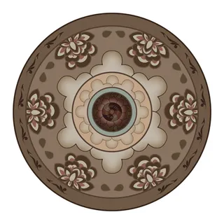 复古中式国潮风敦煌花纹装饰图案花卉藻井肌理圆形边框PSD素材