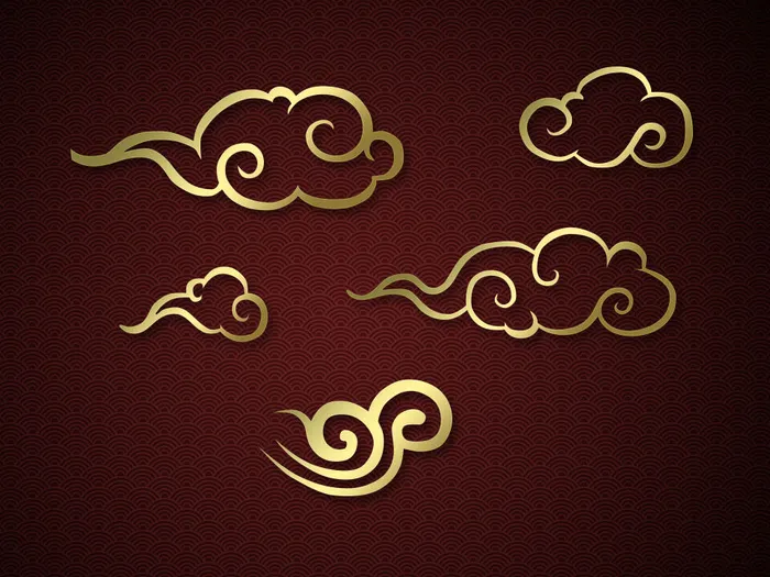 中国风古典传统图案边框纹理祥云灯笼装饰线条PSD背景素材psd模版下载