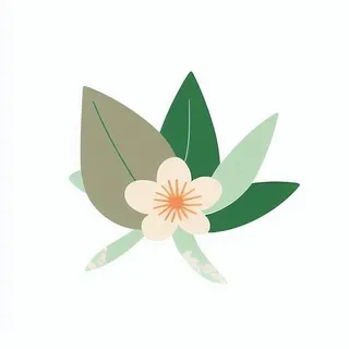 一丛花朵有绿叶手绘卡通png免抠