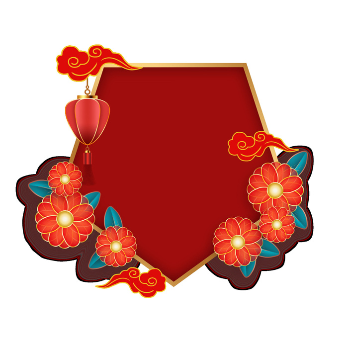 设计灯笼框装饰新年psd模版下载