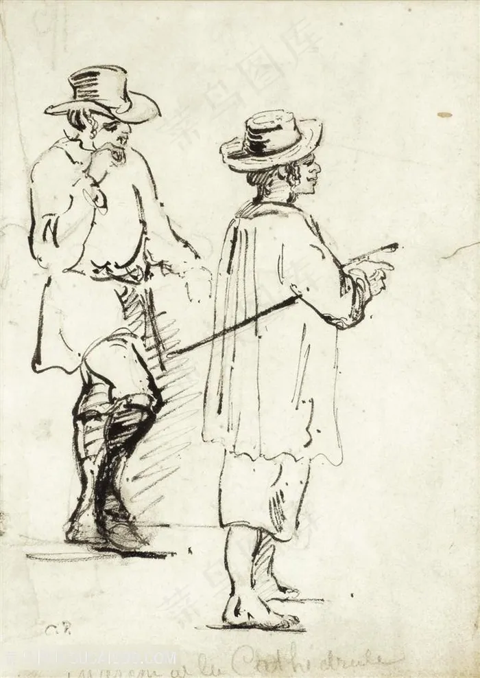 毕沙罗手绘戴帽子男士装饰画