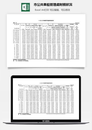 市公共車船管理财务狀況excel模板