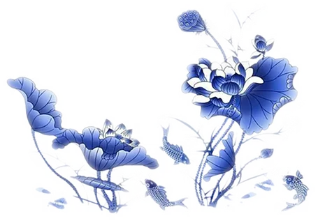 中国古风元素蓝色荷花