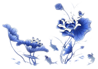 中国古风元素蓝色荷花