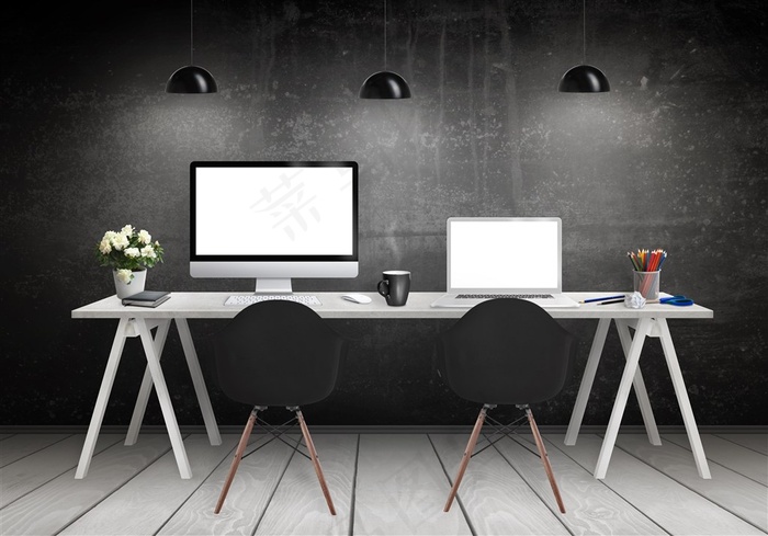 时尚简约办公桌设计高清图